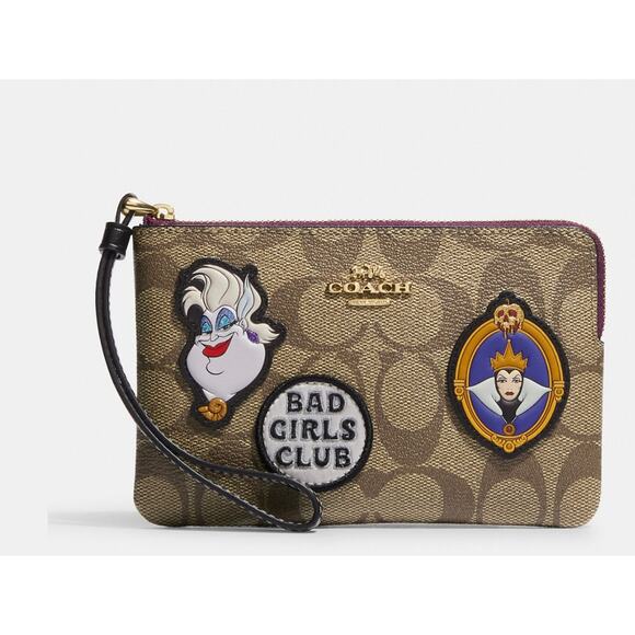 Disney X Coach Corner Zip Wristlet In Signature CanvasPatches evil queen ursula - Picture 1 of 7